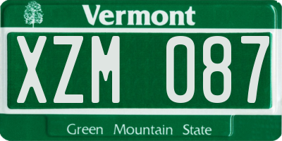 VT license plate XZM087