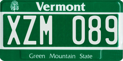 VT license plate XZM089