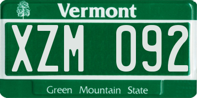 VT license plate XZM092