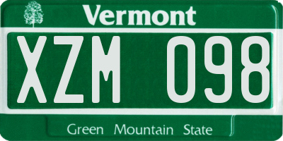 VT license plate XZM098