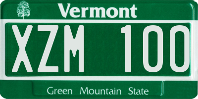VT license plate XZM100