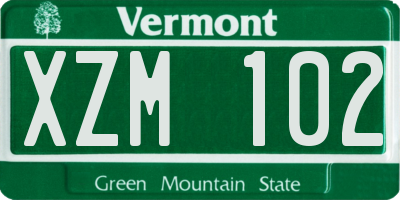 VT license plate XZM102