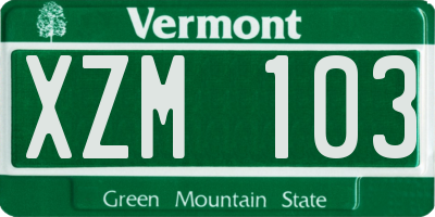 VT license plate XZM103
