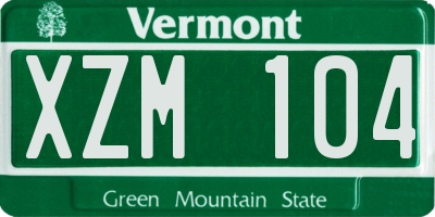 VT license plate XZM104