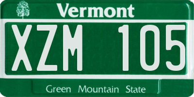 VT license plate XZM105
