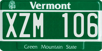 VT license plate XZM106