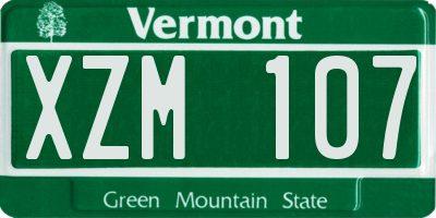 VT license plate XZM107