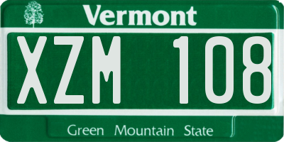 VT license plate XZM108