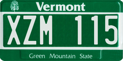 VT license plate XZM115