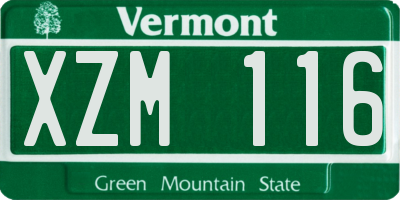 VT license plate XZM116
