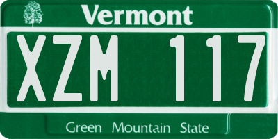 VT license plate XZM117