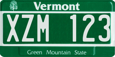 VT license plate XZM123