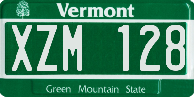 VT license plate XZM128