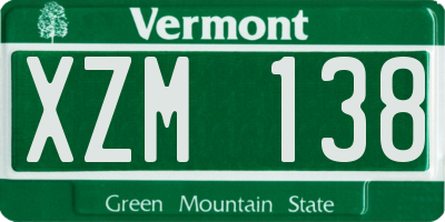 VT license plate XZM138