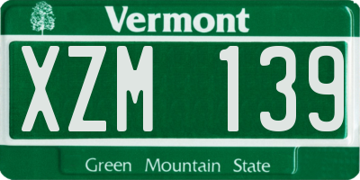 VT license plate XZM139