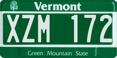 VT license plate XZM172