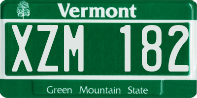 VT license plate XZM182