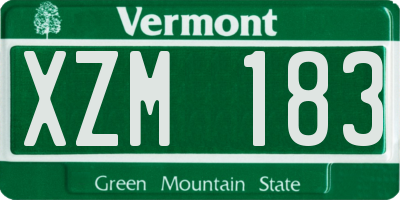 VT license plate XZM183