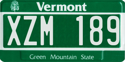 VT license plate XZM189