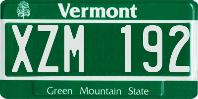 VT license plate XZM192