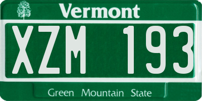 VT license plate XZM193