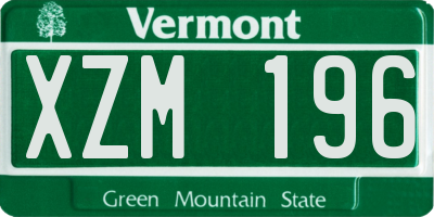 VT license plate XZM196