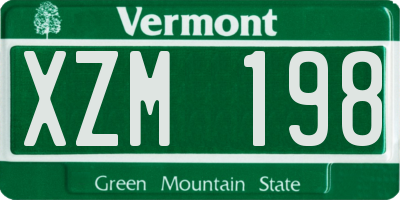 VT license plate XZM198
