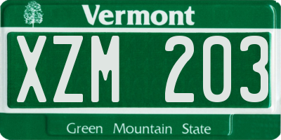 VT license plate XZM203