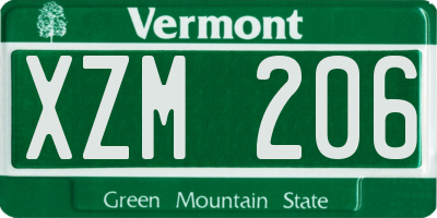 VT license plate XZM206