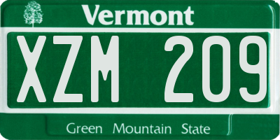 VT license plate XZM209