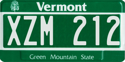 VT license plate XZM212