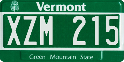 VT license plate XZM215