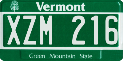 VT license plate XZM216