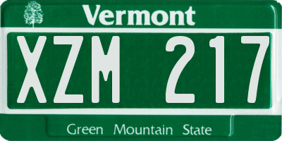 VT license plate XZM217