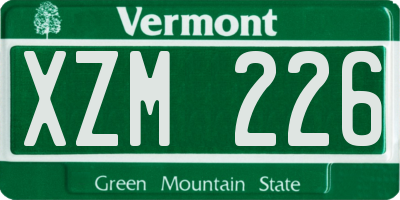 VT license plate XZM226