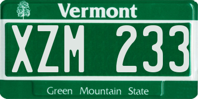 VT license plate XZM233