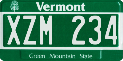 VT license plate XZM234