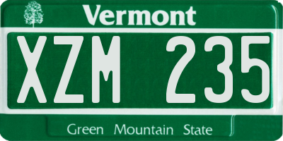 VT license plate XZM235