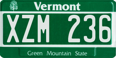 VT license plate XZM236