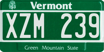 VT license plate XZM239