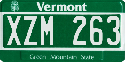 VT license plate XZM263
