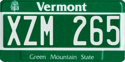 VT license plate XZM265