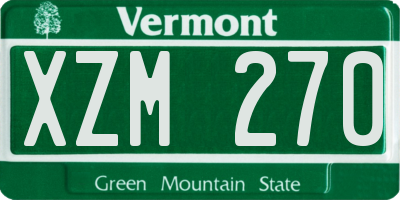 VT license plate XZM270