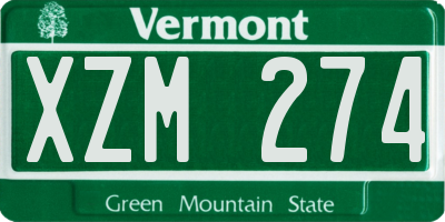 VT license plate XZM274