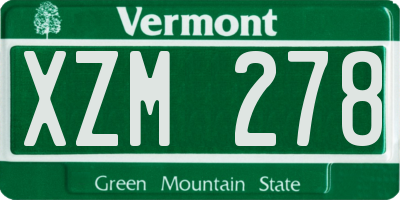VT license plate XZM278