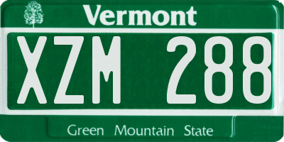 VT license plate XZM288