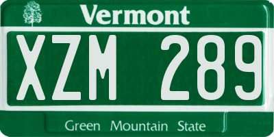VT license plate XZM289