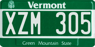 VT license plate XZM305