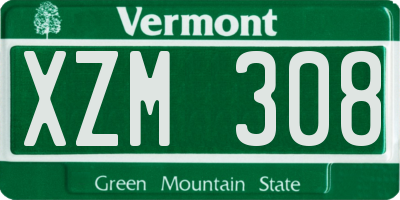 VT license plate XZM308