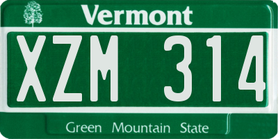VT license plate XZM314